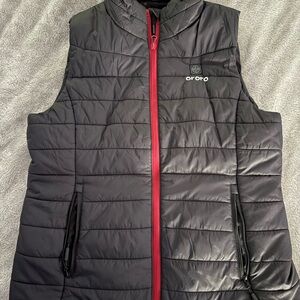 Ororo Black Puffer Vest with Red Zipper